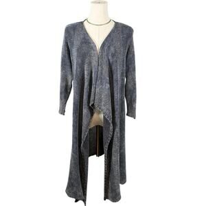 Soft Surroundings Draped Open Front Knit Cardigan Gray Cotton Blend XL